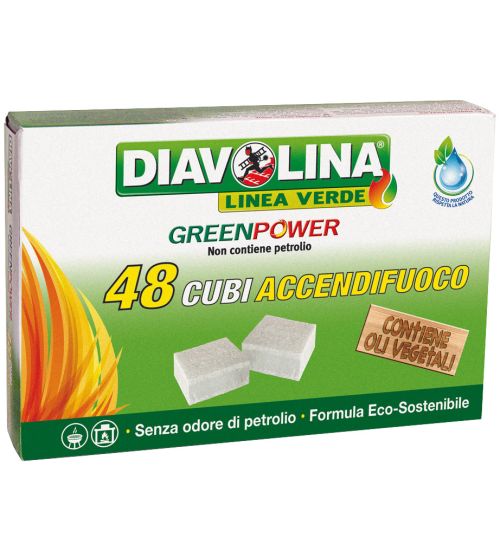 ACCENDIFUOCO ECOLOGICO GREEN POWER DIAVOLINA - CONF.48 CUBI 