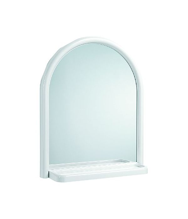 Specchio da bagno, forma ad arco, struttura in ABS antiurto.